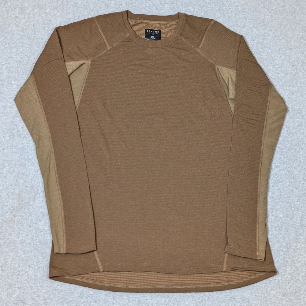 Beyond Clothing A1 Aether Base Layer Shirt Size XL Long Sleeve Crew Neck Coyote